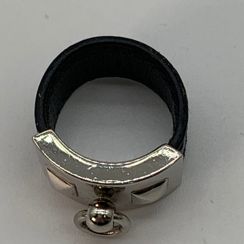 【中古品】【レディース】 HERMES エルメス コリエドシアン シルバーレザーリング 182-260311-nm-10-otoh サイズ：M（約11号前後） カラー：シルバー×ブラック 万代Net店