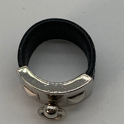 【中古品】【レディース】 HERMES エルメス コリエドシアン シルバーレザーリング 182-260311-nm-10-otoh サイズ：M（約11号前後） カラー：シルバー×ブラック 万代Net店
