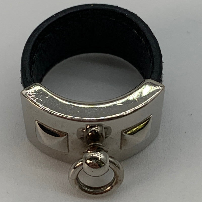 【中古品】【レディース】 HERMES エルメス コリエドシアン シルバーレザーリング 182-260311-nm-10-otoh サイズ：M（約11号前後） カラー：シルバー×ブラック 万代Net店
