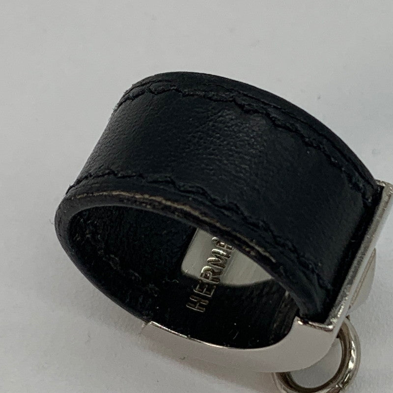【中古品】【レディース】 HERMES エルメス コリエドシアン シルバーレザーリング 182-260311-nm-10-otoh サイズ：M（約11号前後） カラー：シルバー×ブラック 万代Net店