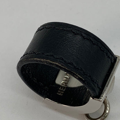 【中古品】【レディース】 HERMES エルメス コリエドシアン シルバーレザーリング 182-260311-nm-10-otoh サイズ：M（約11号前後） カラー：シルバー×ブラック 万代Net店