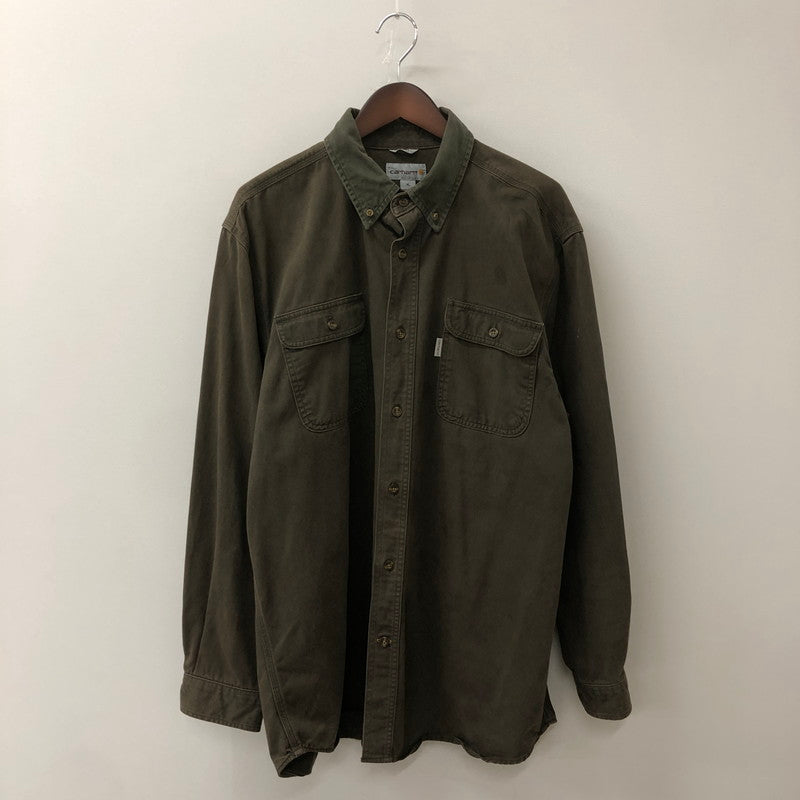 【現状渡し品】【メンズ】 Carhartt カーハート SAND STONE TWILL SHIRT S09 MOS サンドストーン ツイル シャツ 長袖 トップス 145-250917-yo-13-tei サイズ：XL カラー：モス 万代Net店
