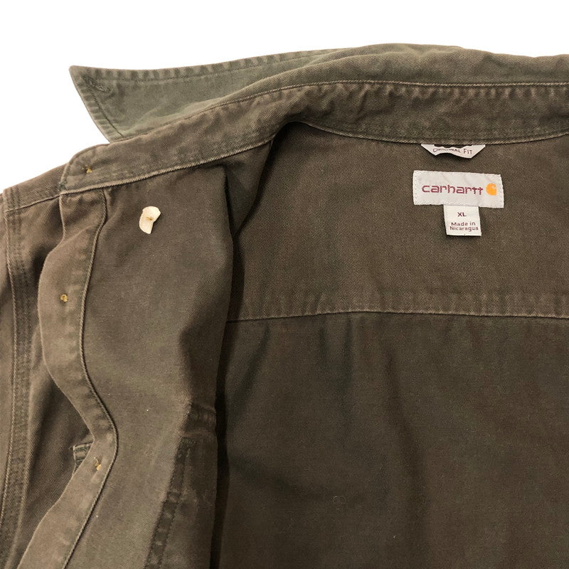 【現状渡し品】【メンズ】 Carhartt カーハート SAND STONE TWILL SHIRT S09 MOS サンドストーン ツイル シャツ 長袖 トップス 145-250917-yo-13-tei サイズ：XL カラー：モス 万代Net店