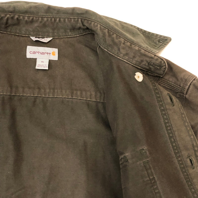 【現状渡し品】【メンズ】 Carhartt カーハート SAND STONE TWILL SHIRT S09 MOS サンドストーン ツイル シャツ 長袖 トップス 145-250917-yo-13-tei サイズ：XL カラー：モス 万代Net店