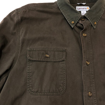 【現状渡し品】【メンズ】 Carhartt カーハート SAND STONE TWILL SHIRT S09 MOS サンドストーン ツイル シャツ 長袖 トップス 145-250917-yo-13-tei サイズ：XL カラー：モス 万代Net店