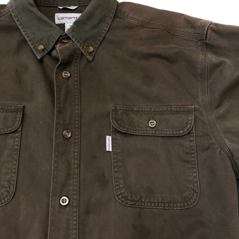 【現状渡し品】【メンズ】 Carhartt カーハート SAND STONE TWILL SHIRT S09 MOS サンドストーン ツイル シャツ 長袖 トップス 145-250917-yo-13-tei サイズ：XL カラー：モス 万代Net店