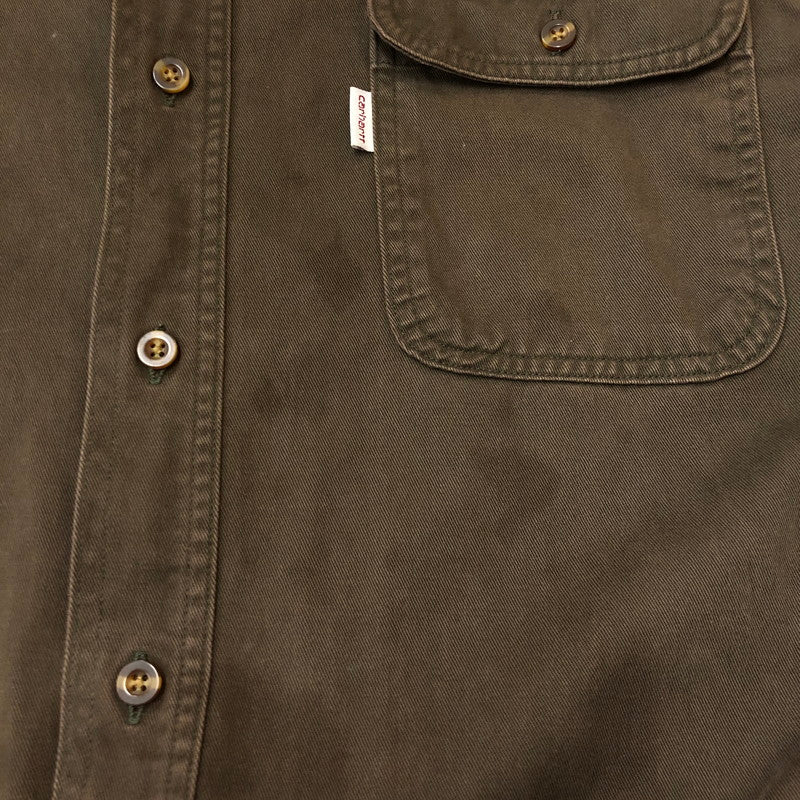 【現状渡し品】【メンズ】 Carhartt カーハート SAND STONE TWILL SHIRT S09 MOS サンドストーン ツイル シャツ 長袖 トップス 145-250917-yo-13-tei サイズ：XL カラー：モス 万代Net店