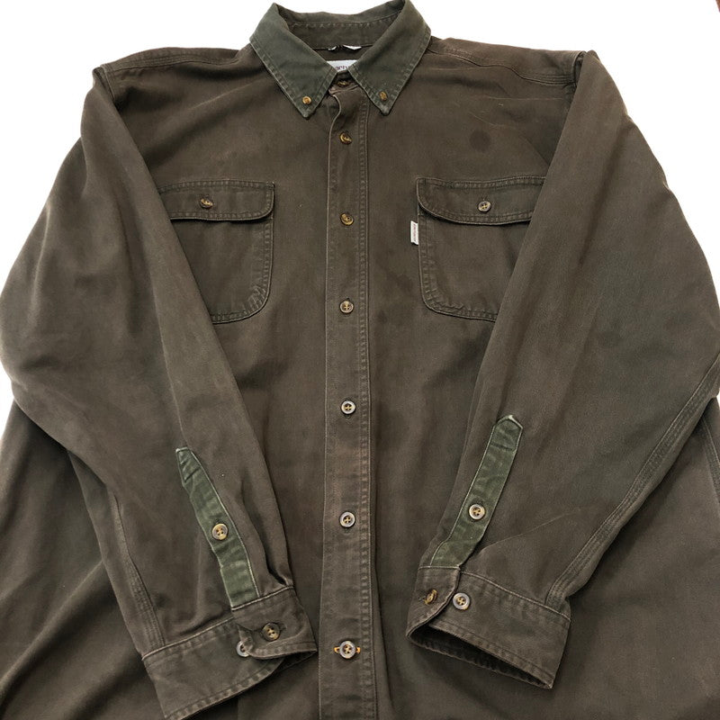 【現状渡し品】【メンズ】 Carhartt カーハート SAND STONE TWILL SHIRT S09 MOS サンドストーン ツイル シャツ 長袖 トップス 145-250917-yo-13-tei サイズ：XL カラー：モス 万代Net店