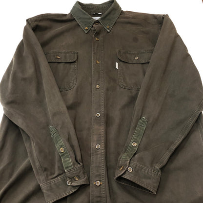 【現状渡し品】【メンズ】 Carhartt カーハート SAND STONE TWILL SHIRT S09 MOS サンドストーン ツイル シャツ 長袖 トップス 145-250917-yo-13-tei サイズ：XL カラー：モス 万代Net店