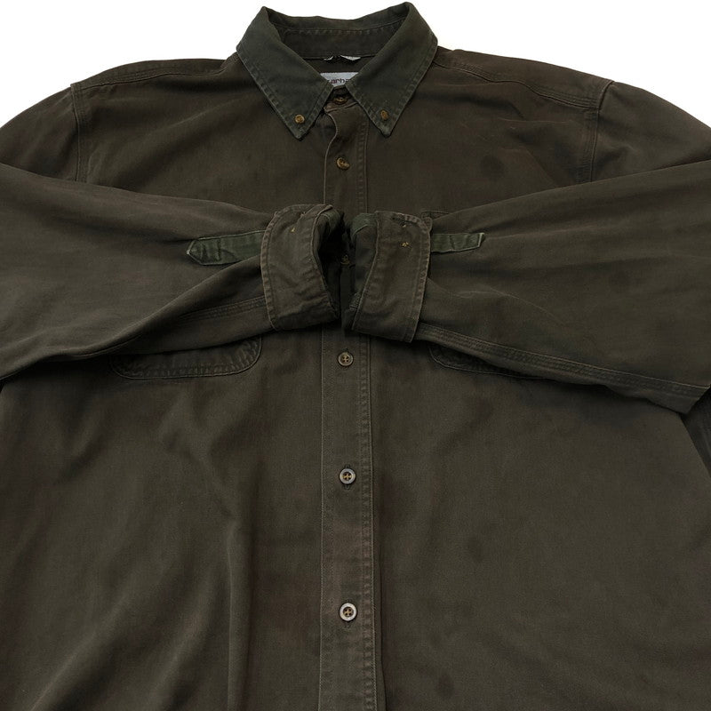 【現状渡し品】【メンズ】 Carhartt カーハート SAND STONE TWILL SHIRT S09 MOS サンドストーン ツイル シャツ 長袖 トップス 145-250917-yo-13-tei サイズ：XL カラー：モス 万代Net店