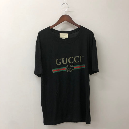 【中古品】【メンズ】 GUCCI グッチ LOGO WASHED OVERSIZE TEE 440103 ロゴ ウォッシュド オーバーサイズ Tシャツ 半袖 トップス ヴィンテージ加工 141-250917-yo-03-tei サイズ：L カラー：ブラック 万代Net店