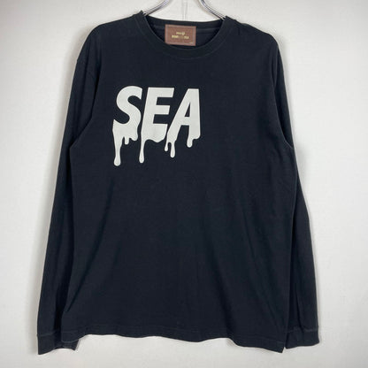 【中古品】【メンズ】 WIND AND SEA ウィンダンシー × MEIJI 明治 別注コラボ LOGO PRINT L/S TEE ロゴプリント ロングスリーブTシャツ 長袖トップス 142-260826-ss-06-teih サイズ：不明　※表記タグ欠損 カラー：ブラック 万代Net店