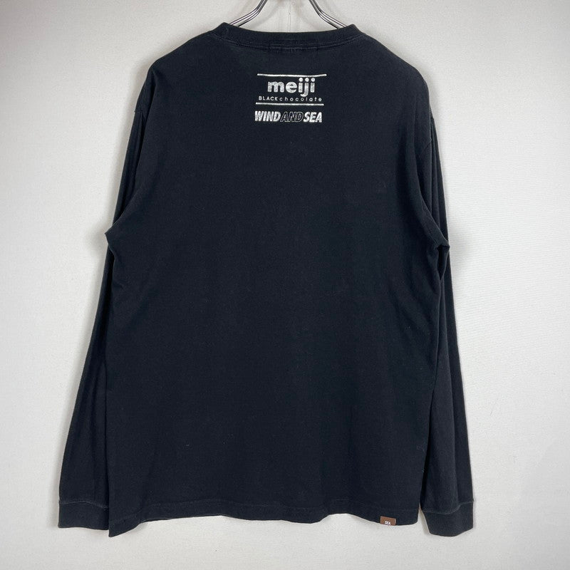 【中古品】【メンズ】 WIND AND SEA ウィンダンシー × MEIJI 明治 別注コラボ LOGO PRINT L/S TEE ロゴプリント ロングスリーブTシャツ 長袖トップス 142-260826-ss-06-teih サイズ：不明　※表記タグ欠損 カラー：ブラック 万代Net店
