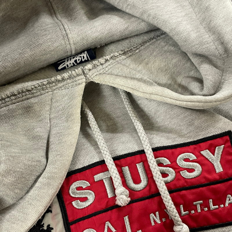 【現状渡し品】【メンズ】 STUSSY ステューシー 90's N.Y.L.T.L.A LOGO PULLOVER HOODIE 90年代 ロゴ プルオーバー フーディ 長袖 トップス パーカー 142-250917-yo-07-tei サイズ：M カラー：グレー 万代Net店