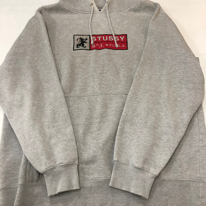 【現状渡し品】【メンズ】 STUSSY ステューシー 90's N.Y.L.T.L.A LOGO PULLOVER HOODIE 90年代 ロゴ プルオーバー フーディ 長袖 トップス パーカー 142-250917-yo-07-tei サイズ：M カラー：グレー 万代Net店