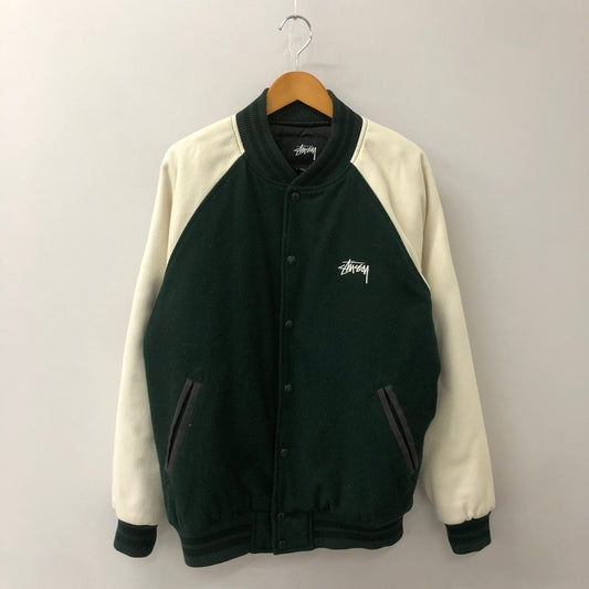 【中古品】【メンズ】 STUSSY ステューシー TWO TONE WOOL VARSITY JKT 115319 ツートーン ウール バーシティ ジャケット アウター スタジャン 142-250918-yo-09-fuz サイズ：M カラー：グリーン 万代Net店