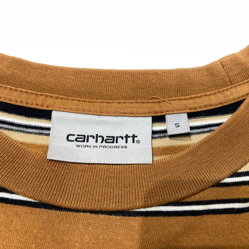 【中古品】【メンズ】 Carhartt WIP カーハート ワークインプログレス SS LAFFERTY T-SHIRT I031603 ショートスリーブ ラファティ Tシャツ 半袖 トップス ボーダー 145-260828-yo-12-teih サイズ：S カラー：ブラウン系 万代Net店