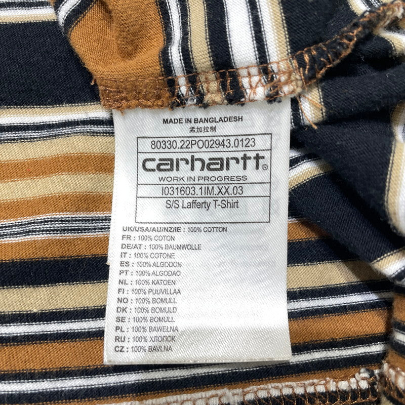 【中古品】【メンズ】 Carhartt WIP カーハート ワークインプログレス SS LAFFERTY T-SHIRT I031603 ショートスリーブ ラファティ Tシャツ 半袖 トップス ボーダー 145-260828-yo-12-teih サイズ：S カラー：ブラウン系 万代Net店