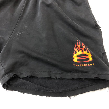 【現状渡し品】【メンズ】 BALENCIAGA バレンシアガ 24SS BURNING UNITY SWEAT SHORTS 676137 バーニング ユニティ スウェットショーツ ボトムス ハーフパンツ ショートパンツ 152-250922-KS-23-tei サイズ：XS カラー：ブラック 万代Net店