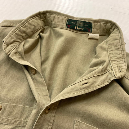 【中古品】【メンズ】 ORVIS オービス 90’s L/S SHIRT 90年代 ロングスリーブ シャツ 長袖 トップス 144-260715-sa-02-tei サイズ：L カラー：カーキ系 万代Net店