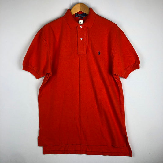 【中古品】【メンズ】 POLO RALPH LAUREN ポロ・ラルフローレン 90's L/S 2B POLO SHIRT 90年代 ロングスリーブ 2ボタン ポロシャツ 半袖 トップス 147-250929-KS-21-tei サイズ：M カラー：オレンジ 万代Net店