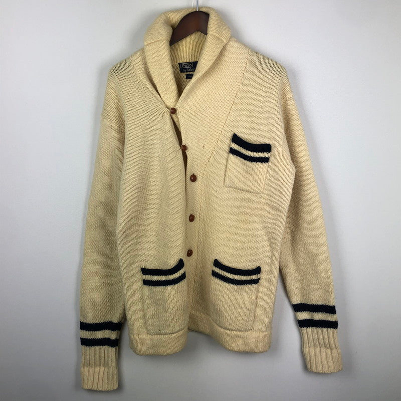 【現状渡し品】【メンズ】 POLO RALPH LAUREN ポロ・ラルフローレン SHAWL COLLAR WOOL KNIT ショールカラー ウールニット トップス セーター 147-251005-ts-13-fuz サイズ：M カラー：ホワイト 万代Net店
