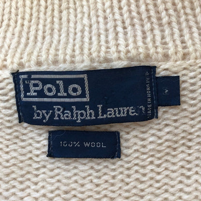 【現状渡し品】【メンズ】 POLO RALPH LAUREN ポロ・ラルフローレン SHAWL COLLAR WOOL KNIT ショールカラー ウールニット トップス セーター 147-251005-ts-13-fuz サイズ：M カラー：ホワイト 万代Net店