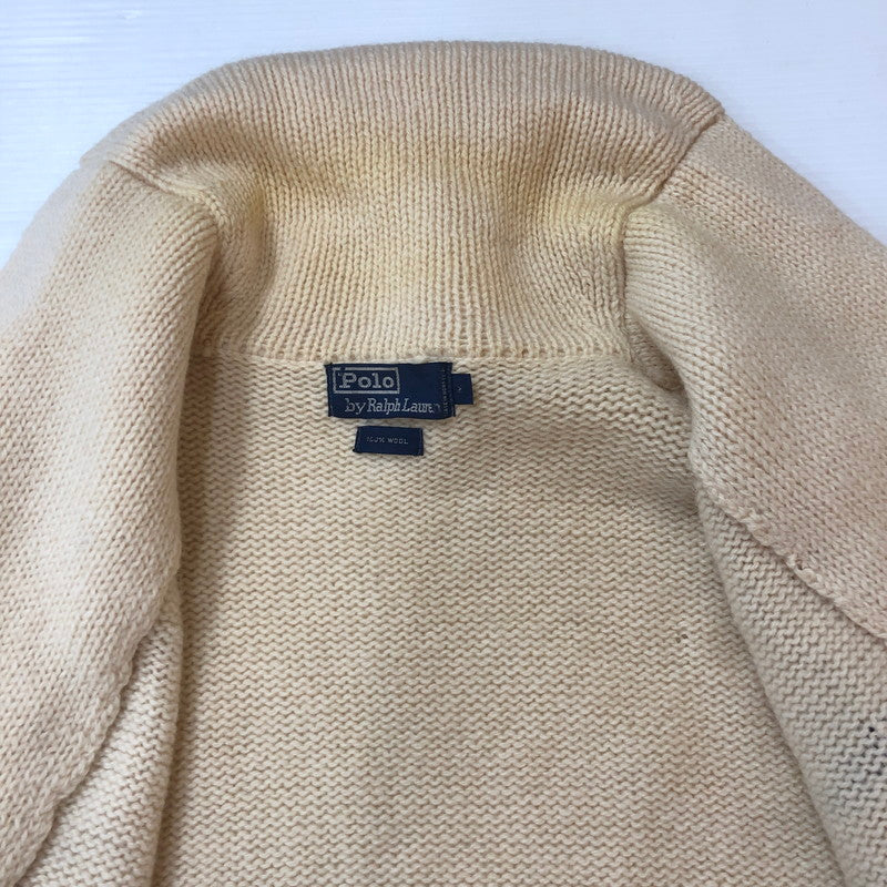 【現状渡し品】【メンズ】 POLO RALPH LAUREN ポロ・ラルフローレン SHAWL COLLAR WOOL KNIT ショールカラー ウールニット トップス セーター 147-251005-ts-13-fuz サイズ：M カラー：ホワイト 万代Net店