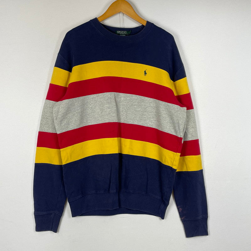 【中古品】【メンズ】 POLO RALPH LAUREN ポロ ラルフローレン 90’s BORDER SWEAT 90年代 ボーダー スウェット 長袖 トップス トレーナー 147-260720-sa-13-tei サイズ：XL カラー：マルチ 万代Net店