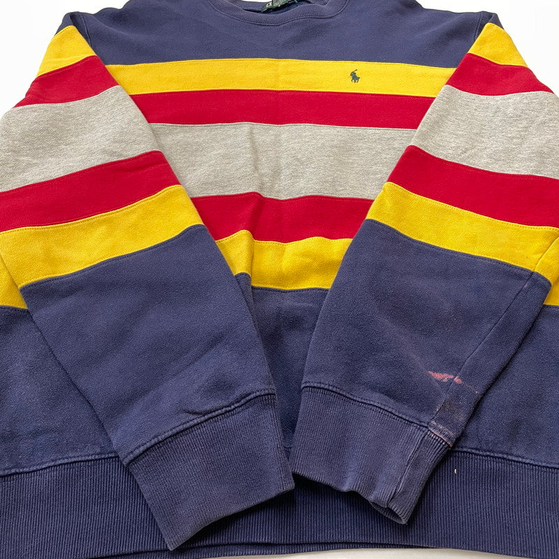 【中古品】【メンズ】 POLO RALPH LAUREN ポロ ラルフローレン 90’s BORDER SWEAT 90年代 ボーダー スウェット 長袖 トップス トレーナー 147-260720-sa-13-tei サイズ：XL カラー：マルチ 万代Net店