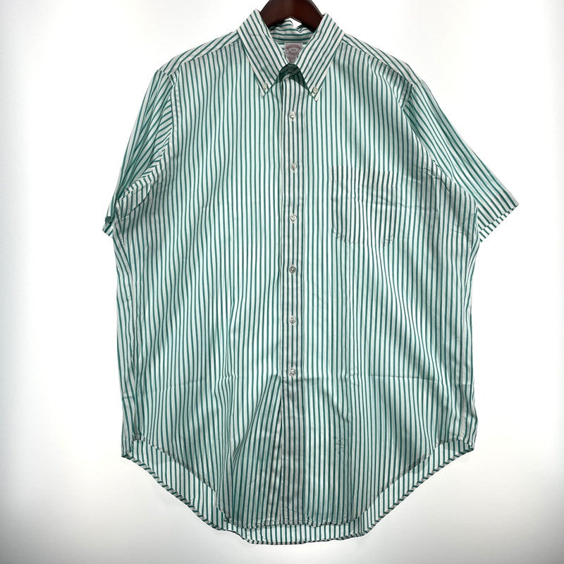【中古品】【メンズ】 BROOKS BROTHERS ブルックスブラザーズ MAKERS BD STRIPE SS SHIRT メイカーズ ボタンダウン ストライプ ショートスリーブ シャツ 半袖 トップス 145-260828-yo-06-teih サイズ：16 1/2 カラー：ホワイト/ブルー 万代Net店