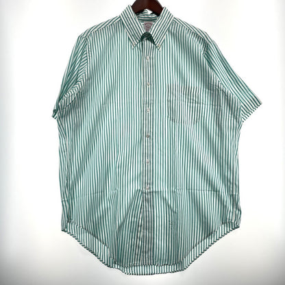 【中古品】【メンズ】 BROOKS BROTHERS ブルックスブラザーズ MAKERS BD STRIPE SS SHIRT メイカーズ ボタンダウン ストライプ ショートスリーブ シャツ 半袖 トップス 145-260828-yo-06-teih サイズ：16 1/2 カラー：ホワイト/ブルー 万代Net店