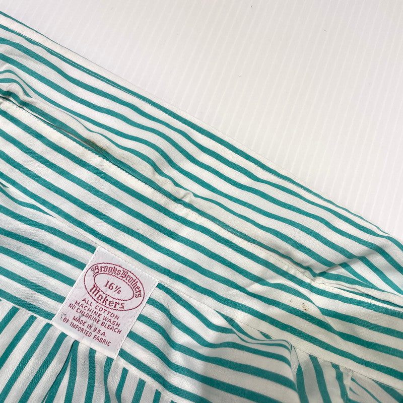 【中古品】【メンズ】 BROOKS BROTHERS ブルックスブラザーズ MAKERS BD STRIPE SS SHIRT メイカーズ ボタンダウン ストライプ ショートスリーブ シャツ 半袖 トップス 145-260828-yo-06-teih サイズ：16 1/2 カラー：ホワイト/ブルー 万代Net店