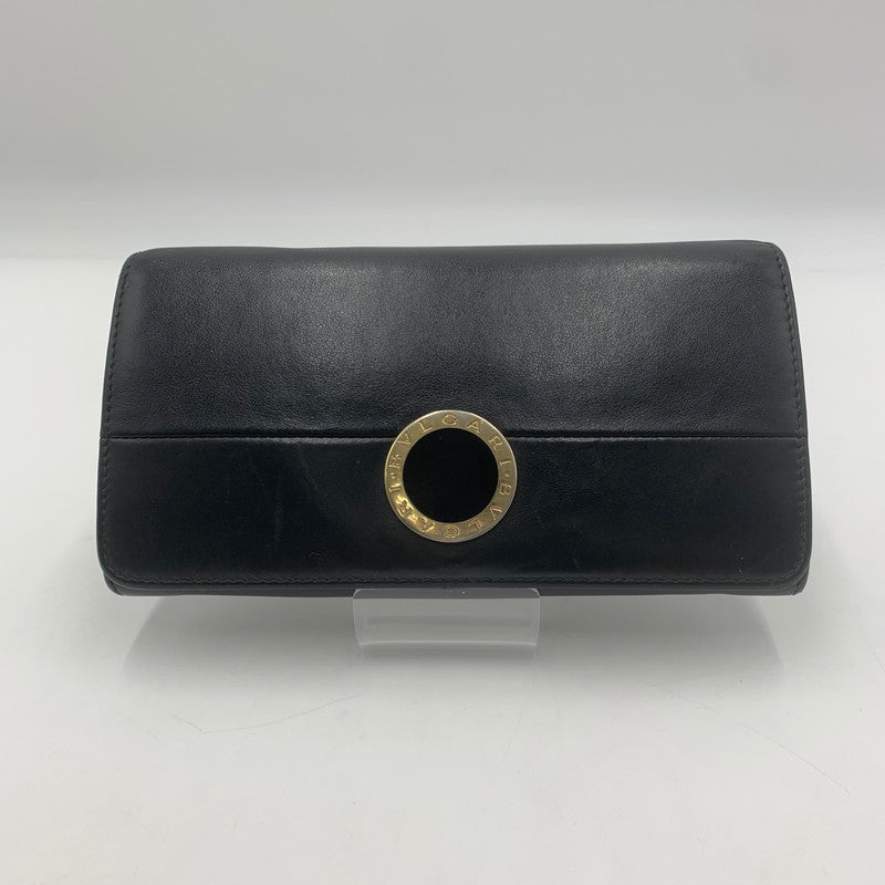 【中古品】【メンズ/レディース】 BVLGARI ブルガリ CIRCLE LEATHER WALLET 284691 サークル レザー ウォレット 長財布 財布 ロングウォレット 200-251119-ks-02-tei カラー：ブラック 万代Net店