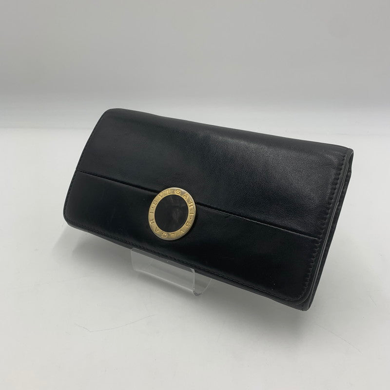 【中古品】【メンズ/レディース】 BVLGARI ブルガリ CIRCLE LEATHER WALLET 284691 サークル レザー ウォレット 長財布 財布 ロングウォレット 200-251119-ks-02-tei カラー：ブラック 万代Net店
