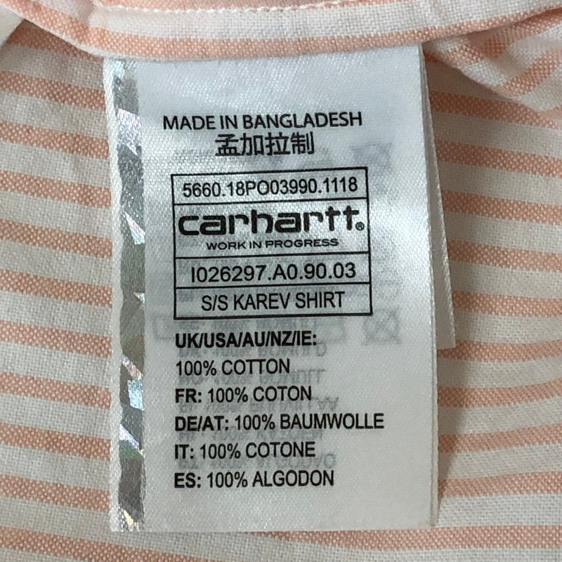 【中古品】【メンズ】 Carhartt カーハート Carhartt WIP カーハート ワークインプログレス S/S KAREV SHIRT I026297 ショートスリーブ シャツ 半袖 トップス ストライプ 145-250922-yo-21-tei サイズ：M カラー：ピンク 万代Net店