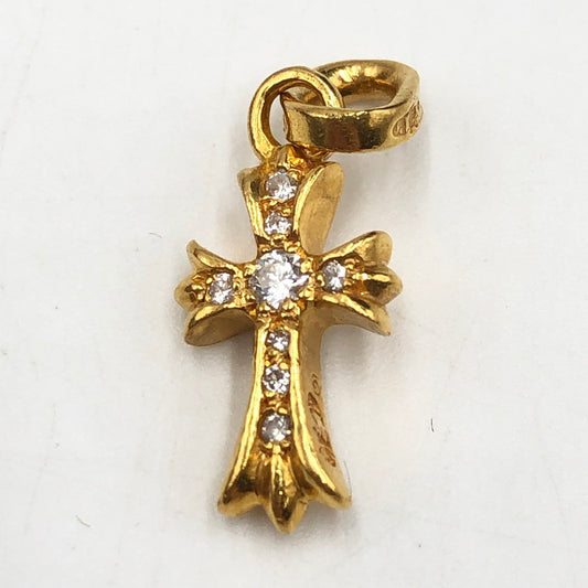 【中古品】【メンズ/レディース】 CHROME HEARTS クロムハーツ 22K CRS BBYFAT P DIA ベイビーファット クロス PAVE ダイヤ ペンダントトップ チャーム アクセサリー 190-251015-ks-03-tei カラー：ゴールド 万代Net店