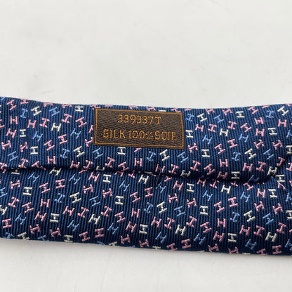 【中古品】【メンズ】 HERMES エルメス H・ローブ・デュ・ソワール 339337T シルク ネクタイ H柄 服飾雑貨 182-251128-yo-04-tei カラー：ネイビー 万代Net店