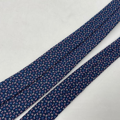 【中古品】【メンズ】 HERMES エルメス H・ローブ・デュ・ソワール 339337T シルク ネクタイ H柄 服飾雑貨 182-251128-yo-04-tei カラー：ネイビー 万代Net店