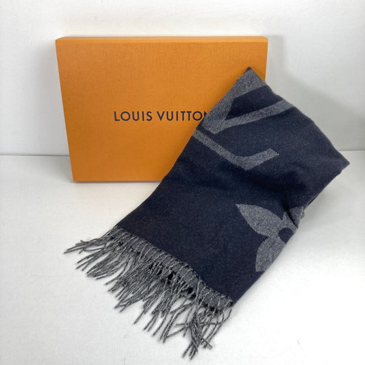【中古品】【メンズ/レディース】 LOUIS VUITTON ルイヴィトン エシャルプ モノグラム ジャイアント マフラー M77950 179-260115-ky-07-fuz カラー：ブラック 万代Net店
