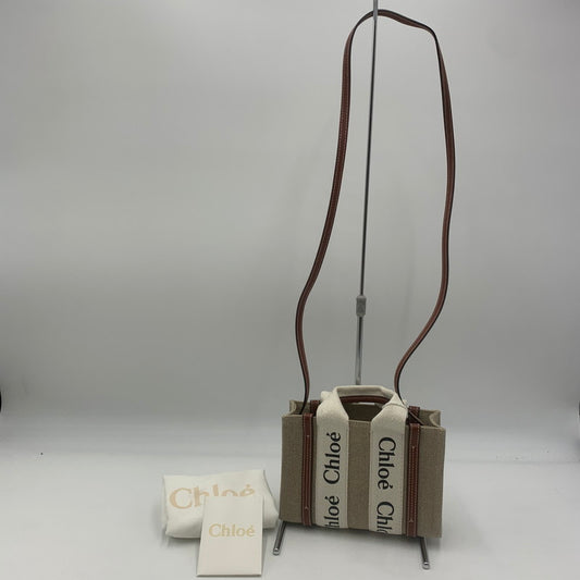 【中古品】【レディース】 Chloe クロエ リネン製 Woody ミニトート バッグ CHC22AP237I2690U カバン ハンドバッグ ミニトート 180-251119-ks-01-tei カラー：Brown 万代Net店