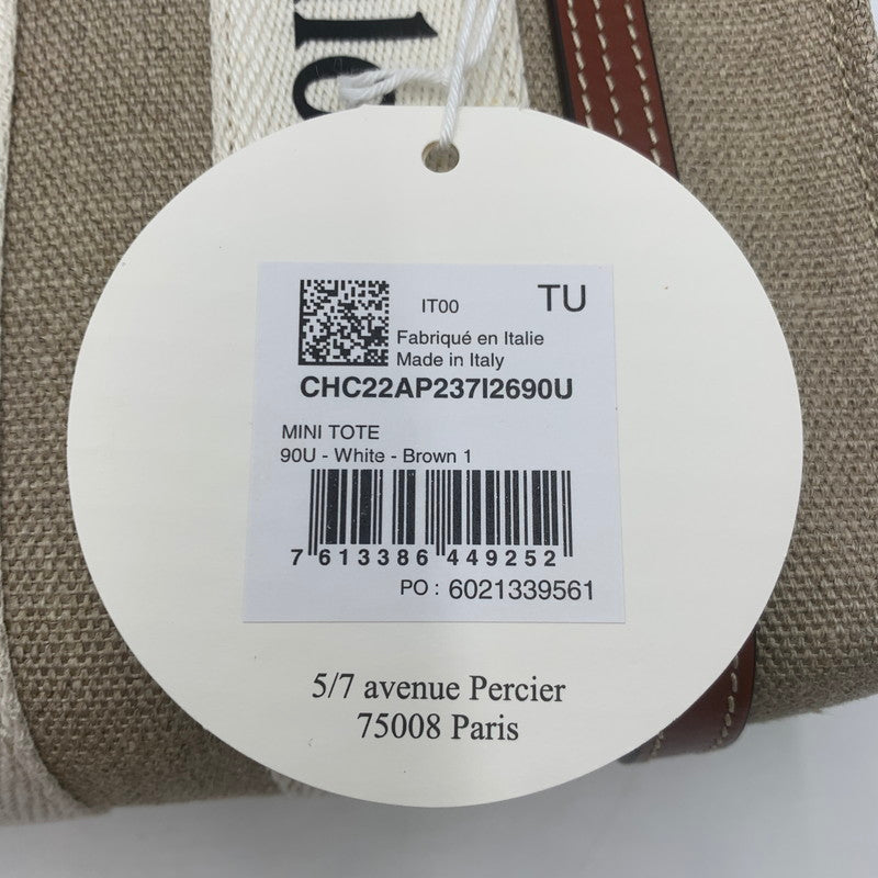 【中古品】【レディース】 Chloe クロエ リネン製 Woody ミニトート バッグ CHC22AP237I2690U カバン ハンドバッグ ミニトート 180-251119-ks-01-tei カラー：Brown 万代Net店