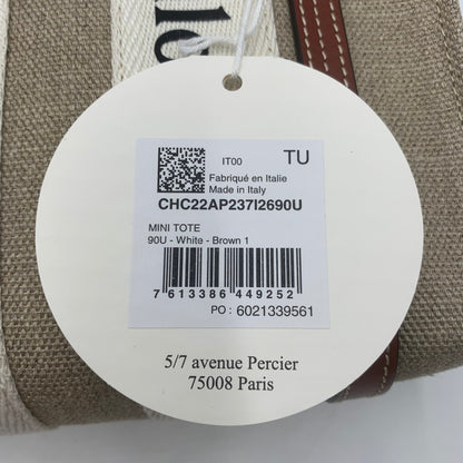 【中古品】【レディース】 Chloe クロエ リネン製 Woody ミニトート バッグ CHC22AP237I2690U カバン ハンドバッグ ミニトート 180-251119-ks-01-tei カラー：Brown 万代Net店