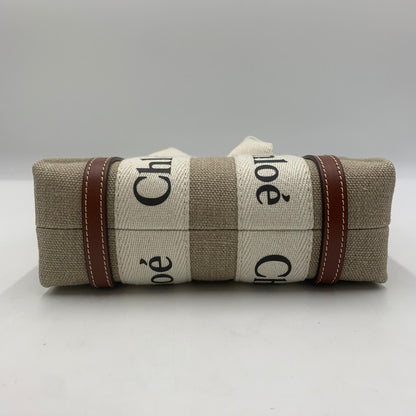 【中古品】【レディース】 Chloe クロエ リネン製 Woody ミニトート バッグ CHC22AP237I2690U カバン ハンドバッグ ミニトート 180-251119-ks-01-tei カラー：Brown 万代Net店