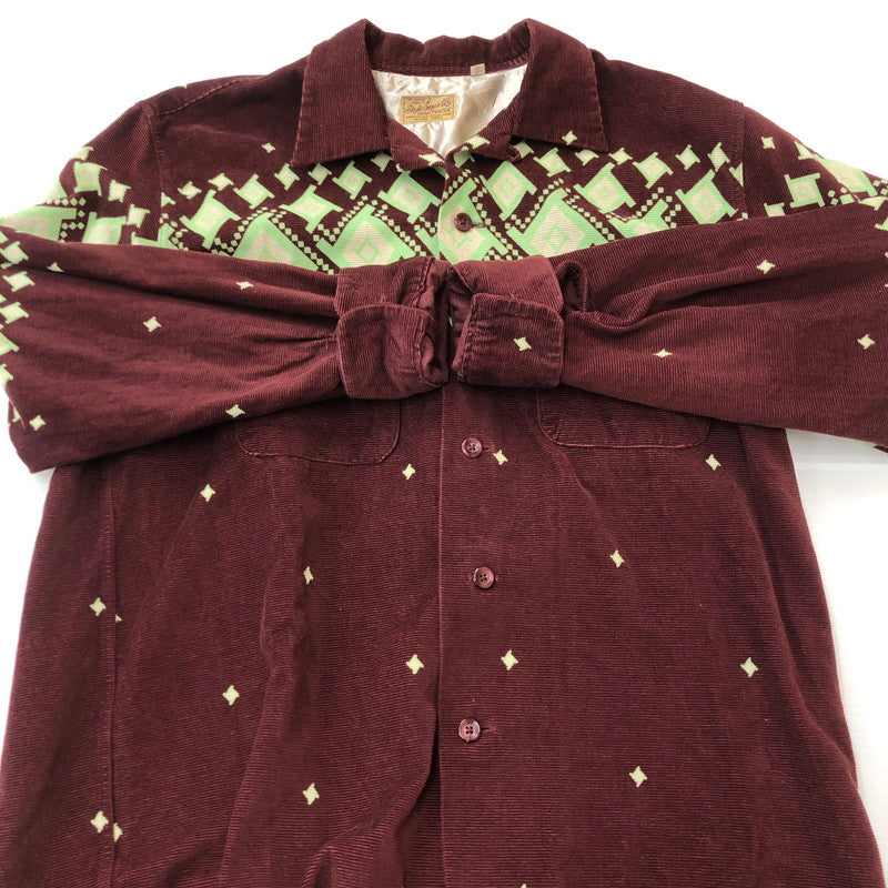 【中古品】【メンズ】 STYLE EYES スタイルアイズ CORDUROY OPEN COLLAR L/S SHIRT SE22576 コーデュロイ オープンカラー ロングスリーブ シャツ 長袖 トップス 145-250922-KS-14-tei サイズ：S カラー：ボルドー 万代Net店