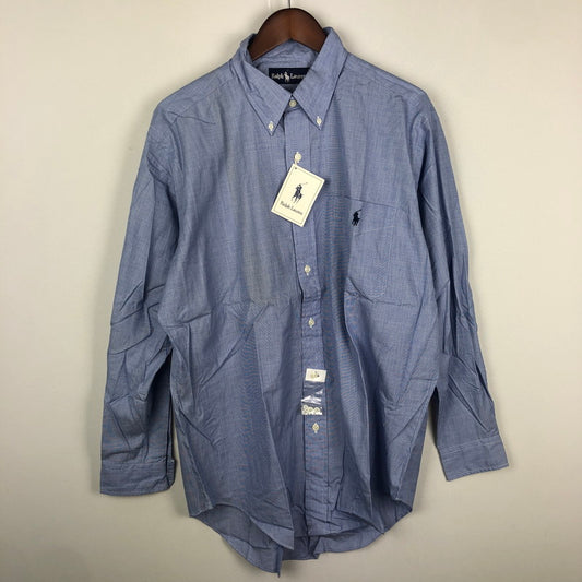 【中古品】【メンズ】 RALPH LAUREN ラルフローレン 90's COTTON L/S SHIRT SWL3C-02 90年代 コットン ロングスリーブ シャツ トップス 長袖 無地 147-251005-ts-14-tei サイズ：L カラー：ブルー 万代Net店