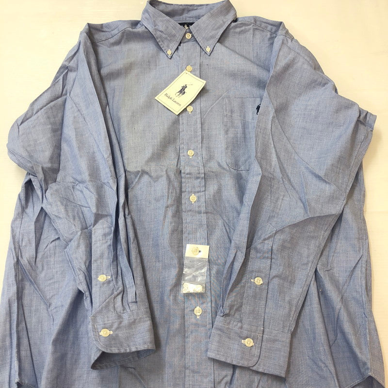 【中古品】【メンズ】 RALPH LAUREN ラルフローレン 90's COTTON L/S SHIRT SWL3C-02 90年代 コットン ロングスリーブ シャツ トップス 長袖 無地 147-251005-ts-14-tei サイズ：L カラー：ブルー 万代Net店