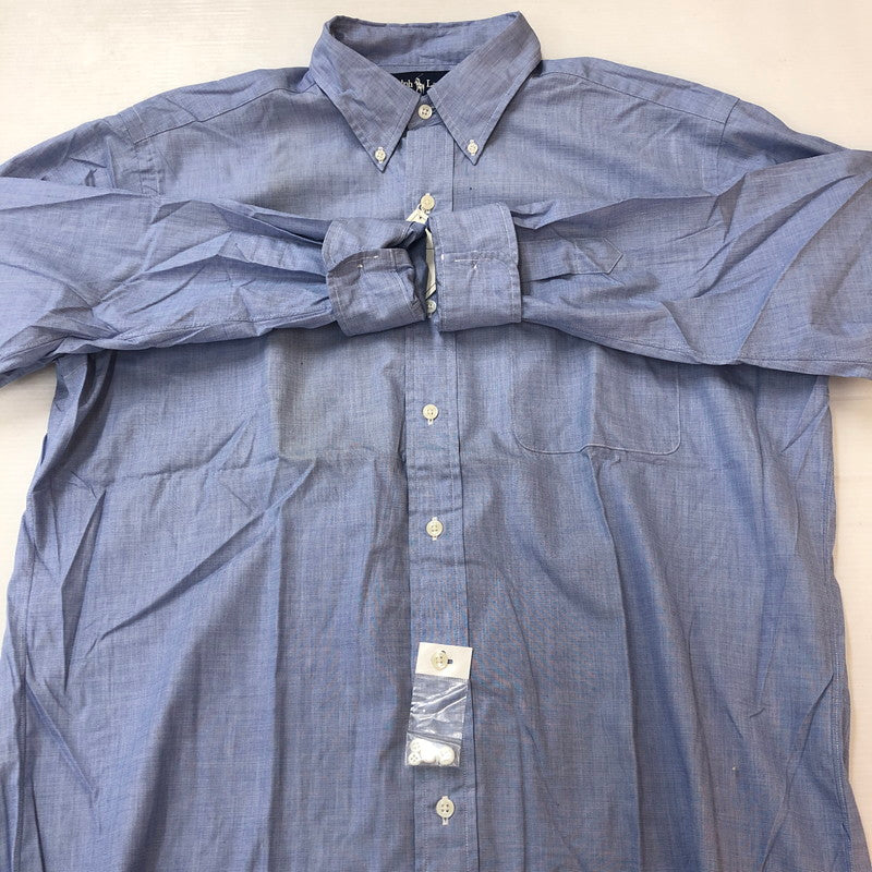【中古品】【メンズ】 RALPH LAUREN ラルフローレン 90's COTTON L/S SHIRT SWL3C-02 90年代 コットン ロングスリーブ シャツ トップス 長袖 無地 147-251005-ts-14-tei サイズ：L カラー：ブルー 万代Net店