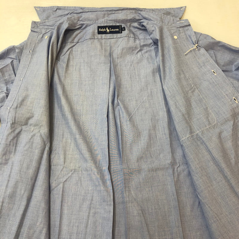 【中古品】【メンズ】 RALPH LAUREN ラルフローレン 90's COTTON L/S SHIRT SWL3C-02 90年代 コットン ロングスリーブ シャツ トップス 長袖 無地 147-251005-ts-14-tei サイズ：L カラー：ブルー 万代Net店