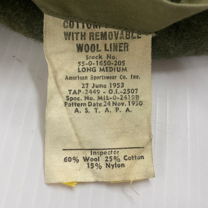 【現状渡し品】 US.ARMY ユーエスアーミー WOOL LINER COAT 55-0-1650-205 ウールライナー コート アウター ジャケット 145-250928-ts-11-tei サイズ：M カラー：カーキ 万代Net店